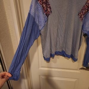 Easel Multicolor Patchwork Long Sleeve Top